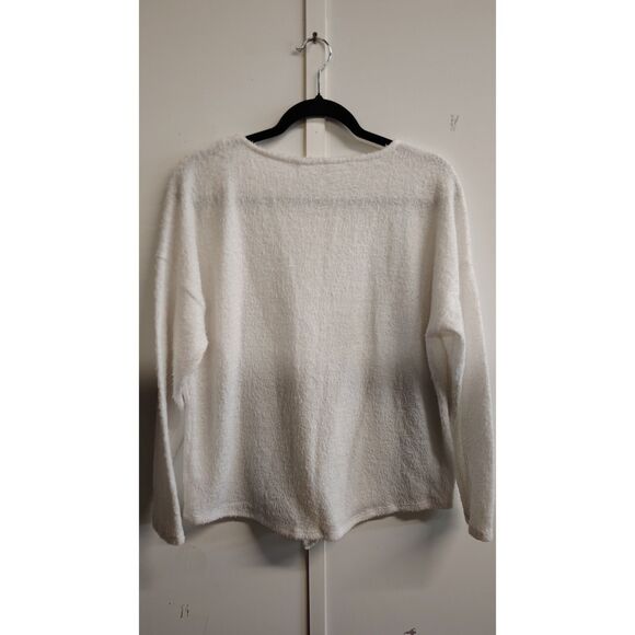 LC Lauren Conrad Women's XL White Fuzzy Front Tie Long Sleeve Sweater - Picture 2 of 6